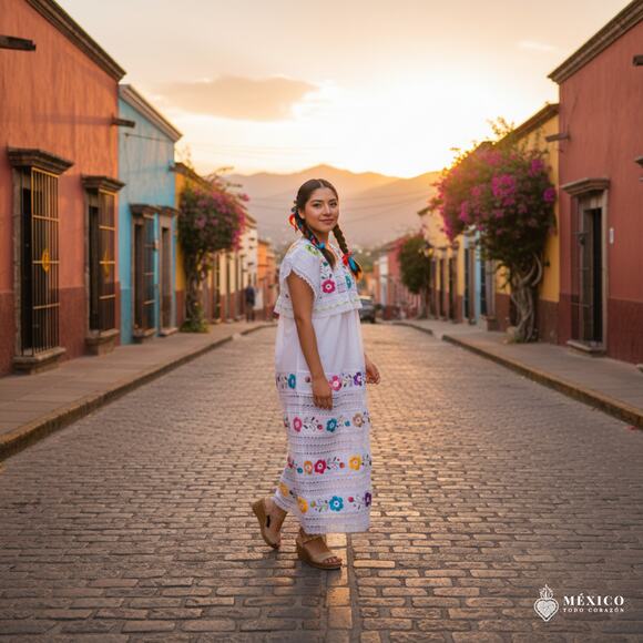 Mexican tunic one size fits all white - Picture 3 of 6